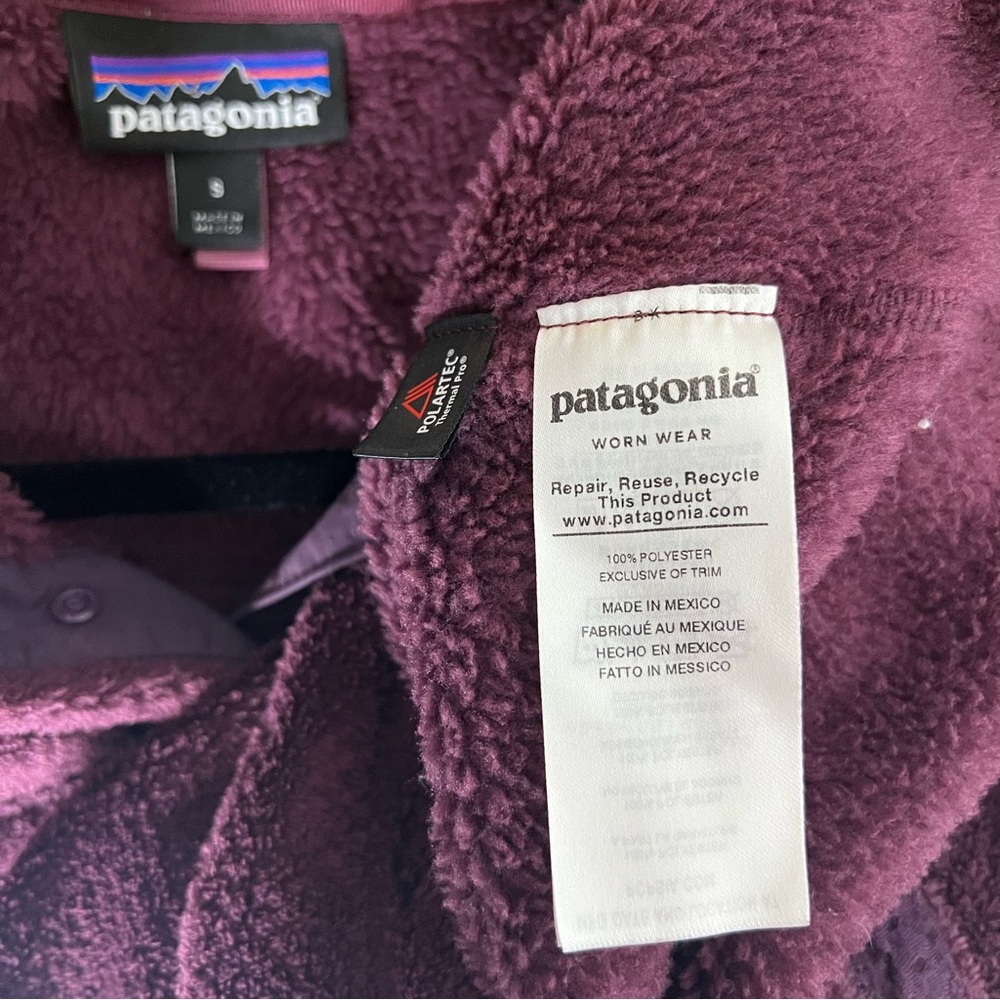 Patagonia Re-Tool Snap-T Purple Fleece Pullover Sweater Long Sleeve Small - Picture 6 of 8